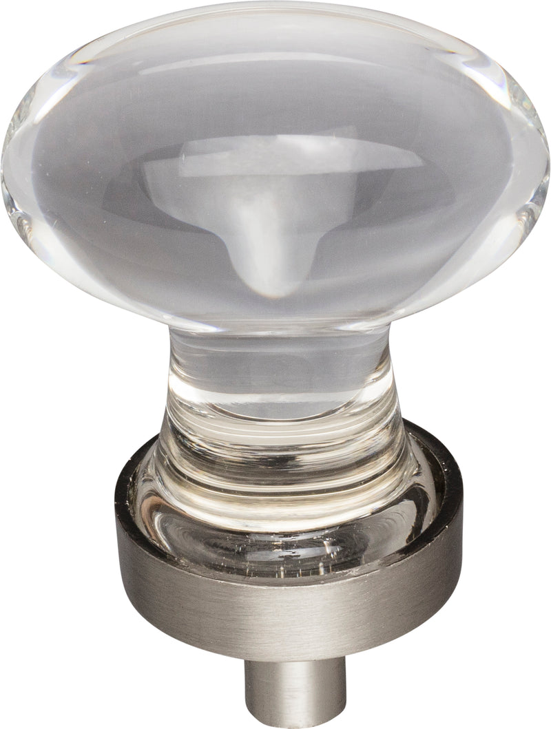 1-1/4" Overall Length Satin Nickel Football Glass Harlow Cabinet Knob