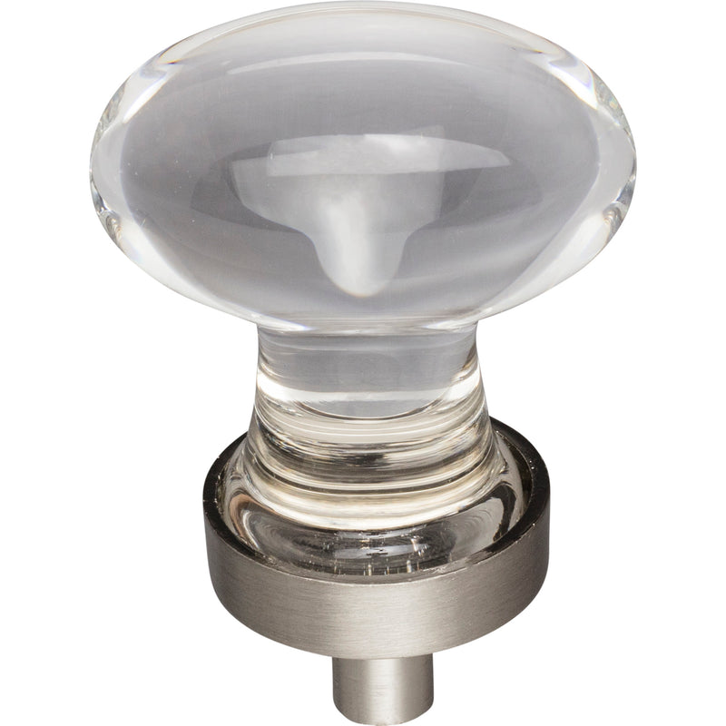 1-1/4" Overall Length Satin Nickel Football Glass Harlow Cabinet Knob