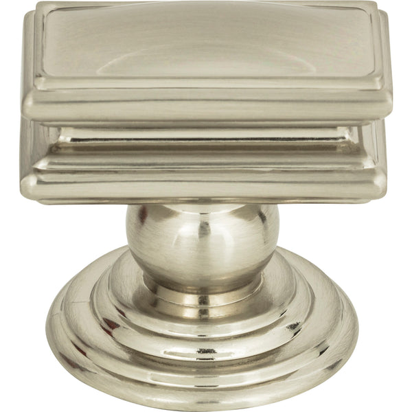 Campaign Rectangle Knob 1 1/2 Inch Brushed Nickel