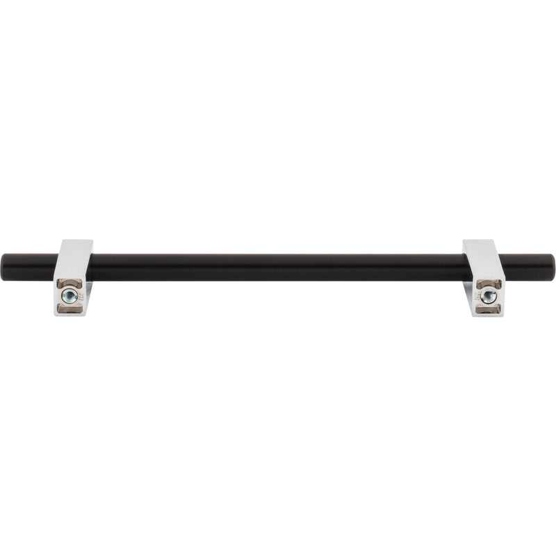 160 mm Center-to-Center Matte Black with Polished Chrome Larkin Cabinet Bar Pull