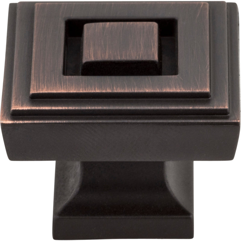 1-1/4" Overall Length Brushed Oil Rubbed Bronze Square Delmar Cabinet Knob