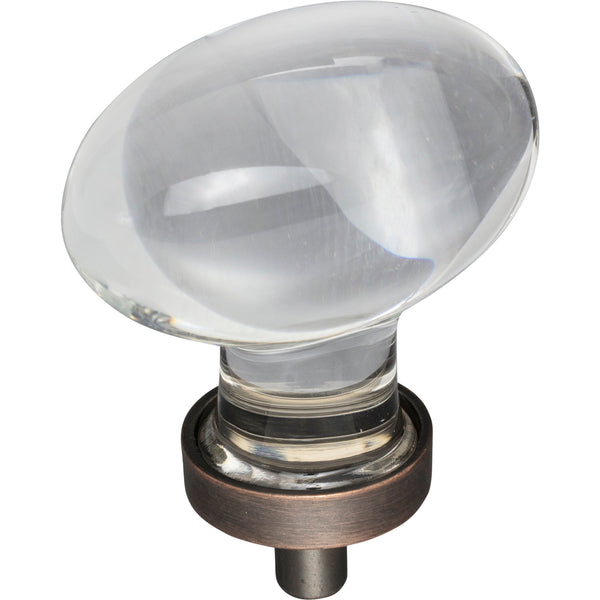 1-5/8" Overall Length Brushed Oil Rubbed Bronze Football Glass Harlow Cabinet Knob