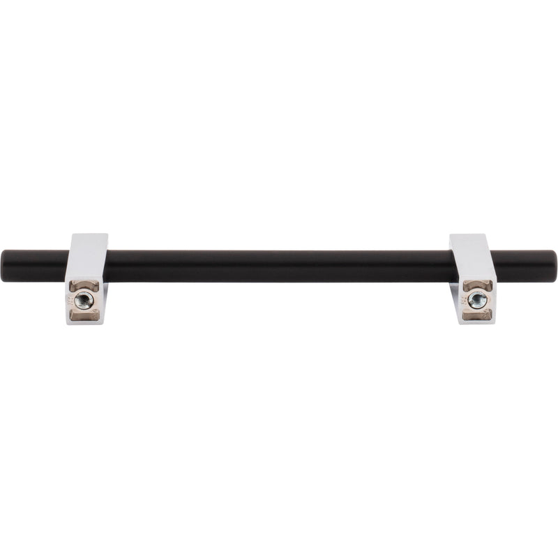 128 mm Center-to-Center Matte Black with Polished Chrome Larkin Cabinet Bar Pull