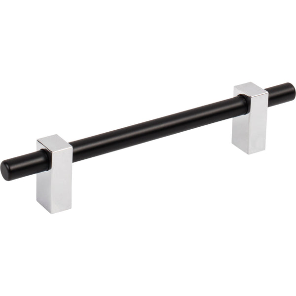 128 mm Center-to-Center Matte Black with Polished Chrome Larkin Cabinet Bar Pull