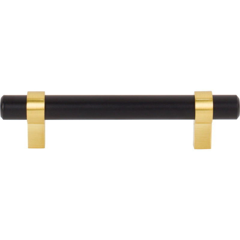 96 mm Center-to-Center Matte Black with Brushed Gold Key Grande Cabinet Bar Pull