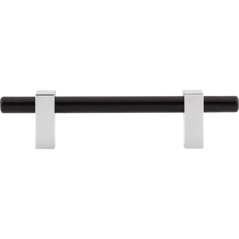 96 mm Center-to-Center Matte Black with Polished Chrome Larkin Cabinet Bar Pull