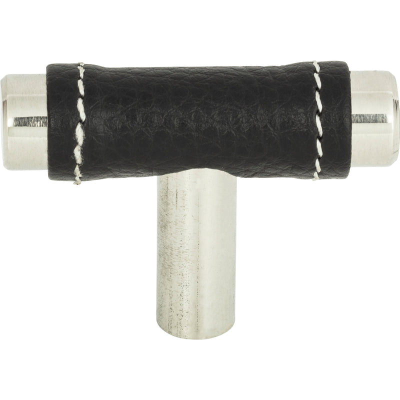 Zanzibar Black Leather Knob 1 7/8 Inch Polished Chrome