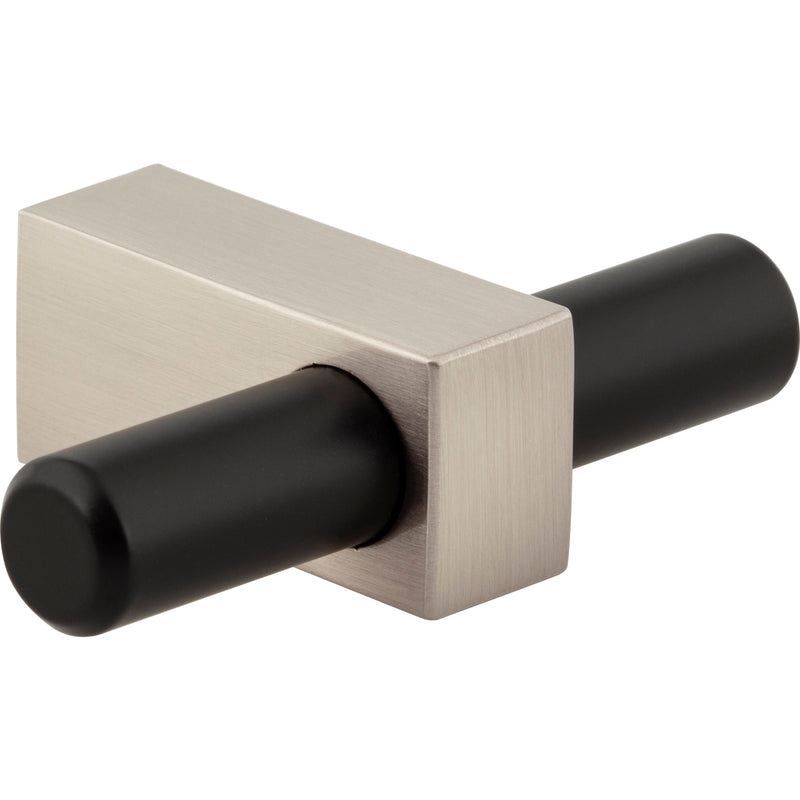 2-3/8" Overall Length Matte Black with Satin Nickel Larkin "T" Knob