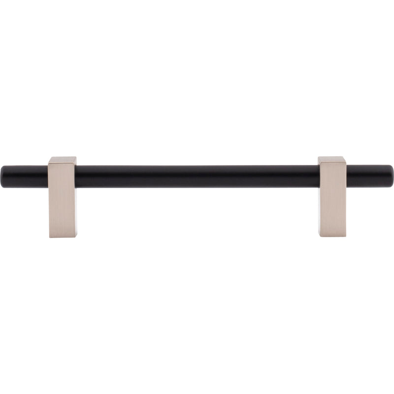 128 mm Center-to-Center Matte Black with Satin Nickel Larkin Cabinet Bar Pull