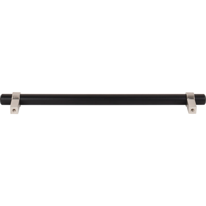 224 mm Center-to-Center Matte Black with Satin Nickel Key Grande Cabinet Bar Pull