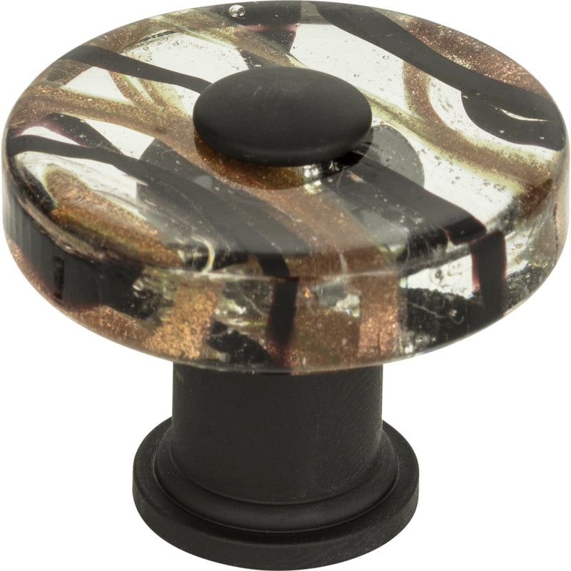 Milky Way Glass Round Knob 1 1/2 Inch Aged Bronze