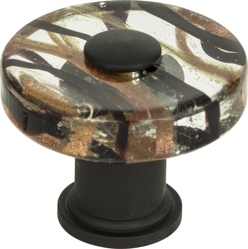 Milky Way Glass Round Knob 1 1/2 Inch Aged Bronze