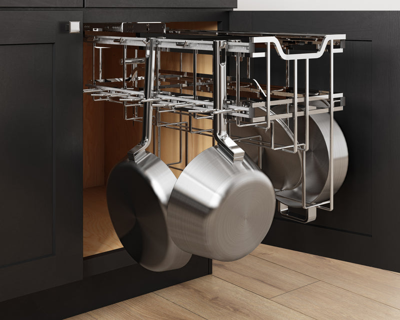 Polished Chrome STORAGE WITH STYLE® Soft-close Hanging Pan Pullout