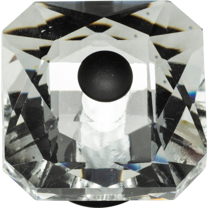Crystal Large Square Knob 1 1/2 Inch Matte Black