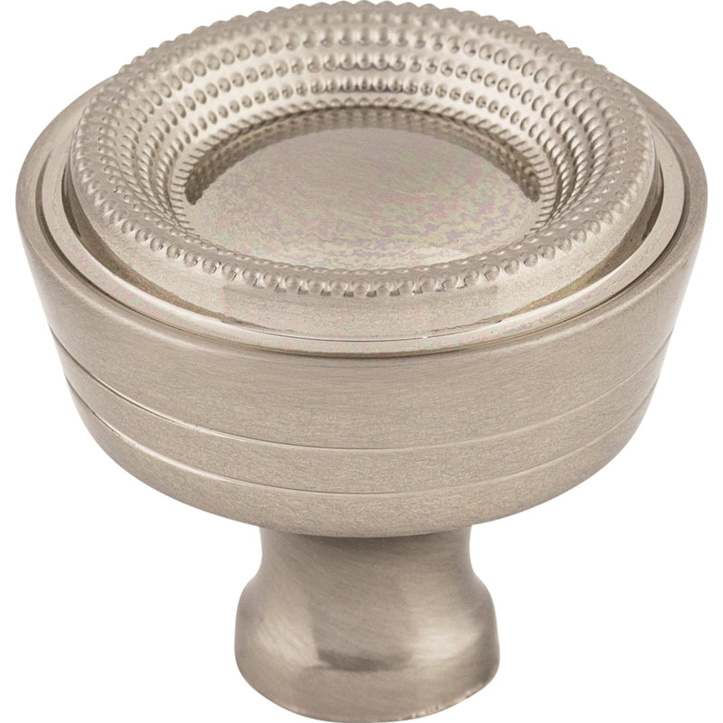 Beaded Knob 1 5/16 Inch Brushed Satin Nickel