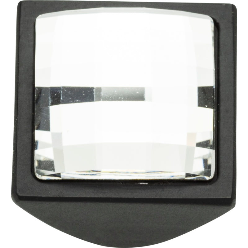 Crystal Large Square Knob 1 Inch Matte Black