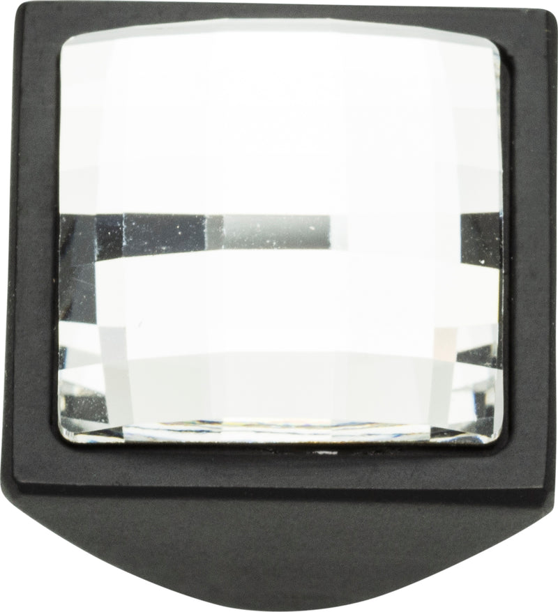 Crystal Large Square Knob 1 Inch Matte Black