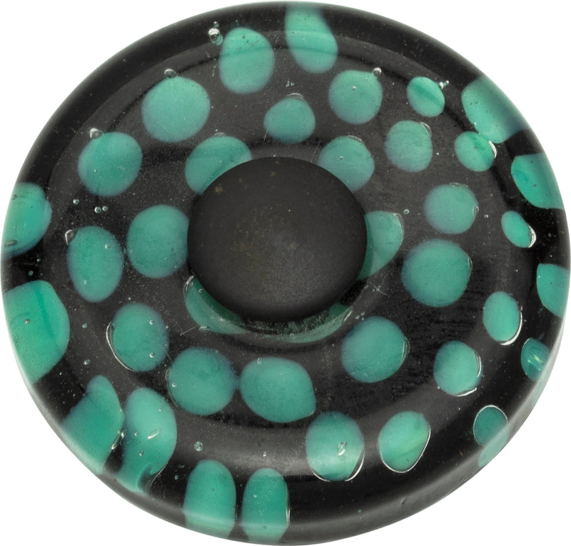 Emerald Polka Dot Glass Knob 1 1/2 Inch Matte Black