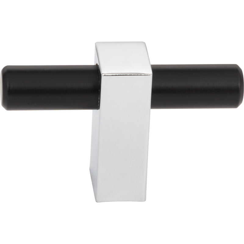 2-3/8" Overall Length Matte Black with Polished Chrome Larkin "T" Knob