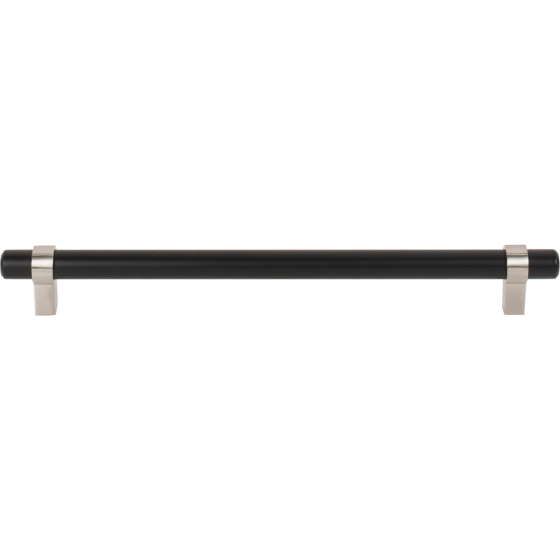 224 mm Center-to-Center Matte Black with Satin Nickel Key Grande Cabinet Bar Pull