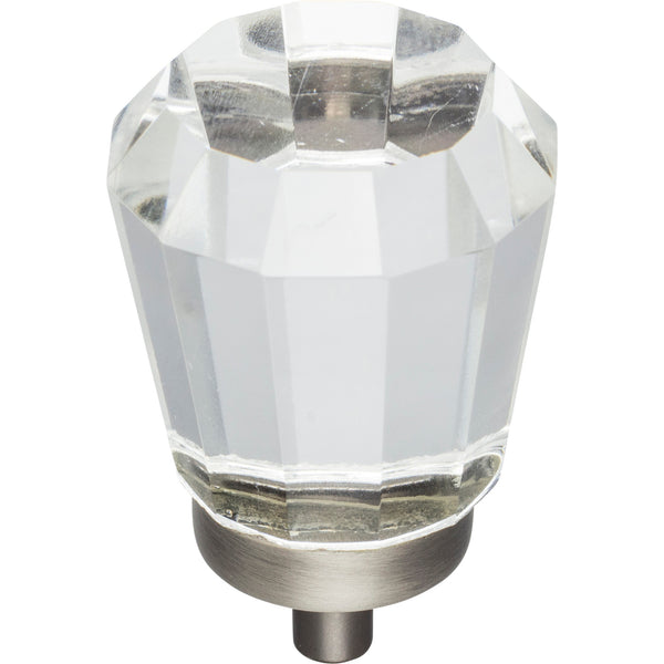 1-1/4" Overall Length Brushed Pewter Faceted Glass Harlow Cabinet Knob