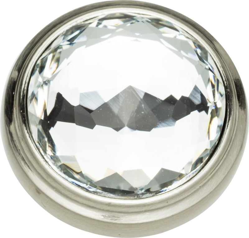 Legacy Crystal Round Knob 1 5/16 Inch Brushed Nickel