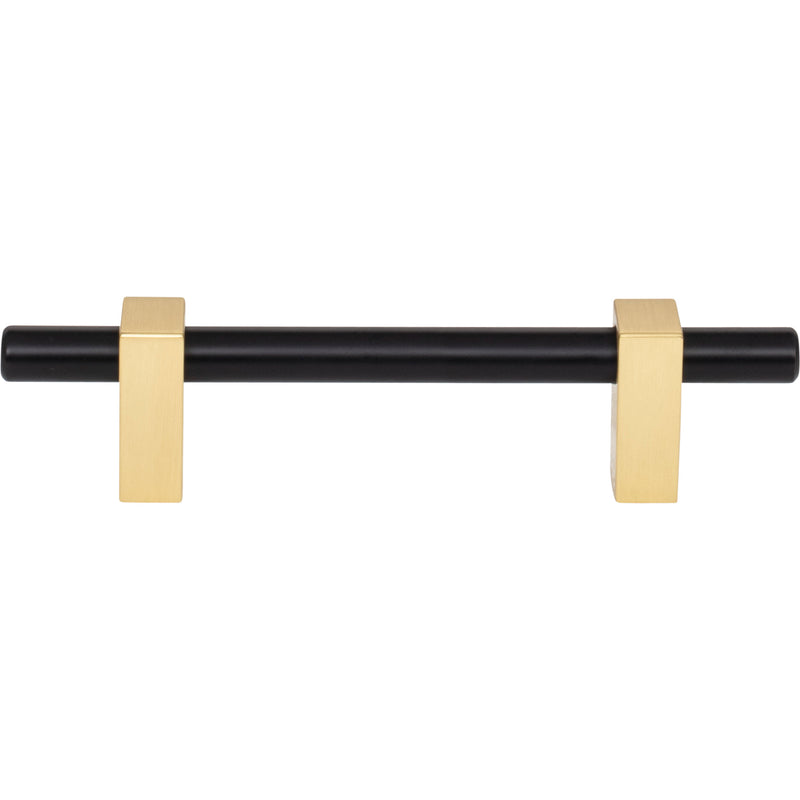 96 mm Center-to-Center Matte Black with Brushed Gold Larkin Cabinet Bar Pull