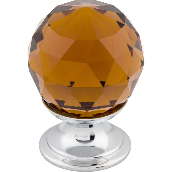 Wine Crystal Knob 1 1/8 Inch Polished Chrome Base