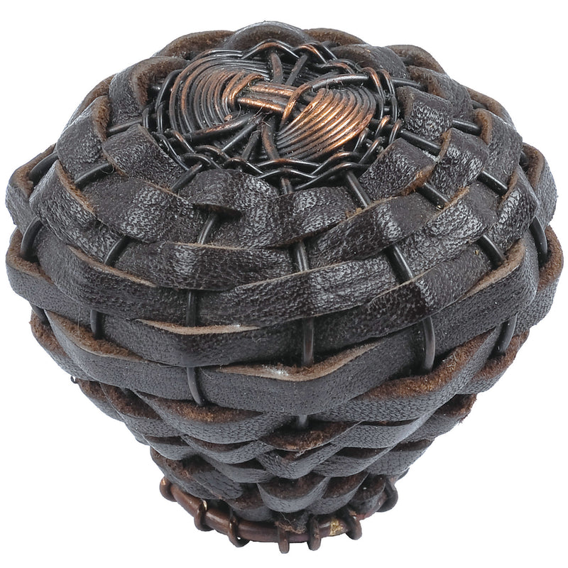 Hamptons Expresso Leather Knob 2 Inch Aged Bronze