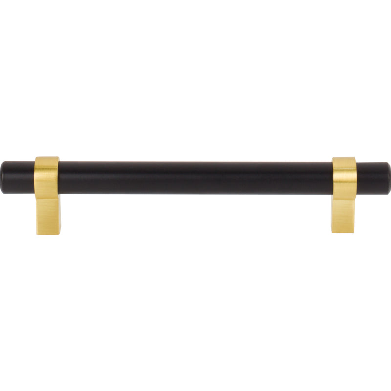 128 mm Center-to-Center Matte Black with Brushed Gold Key Grande Cabinet Bar Pull