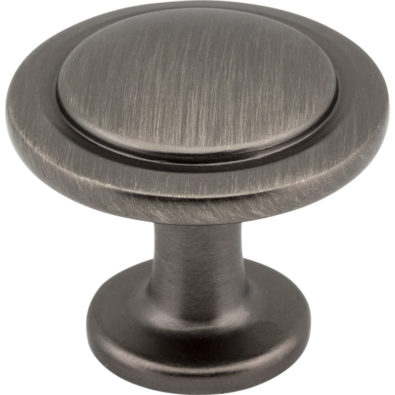 1-1/4" Diameter Brushed Pewter Round Button Gatsby Cabinet Knob