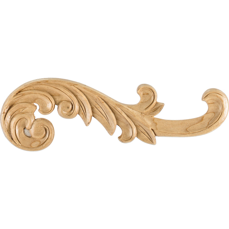 10-3/8" W x 1/4" D x 3-1/4" H Right Curved Cherry Acanthus Appliqué