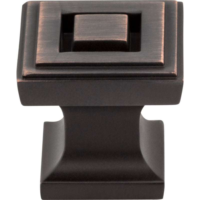 1" Overall Length Brushed Oil Rubbed Bronze Square Delmar Cabinet Knob