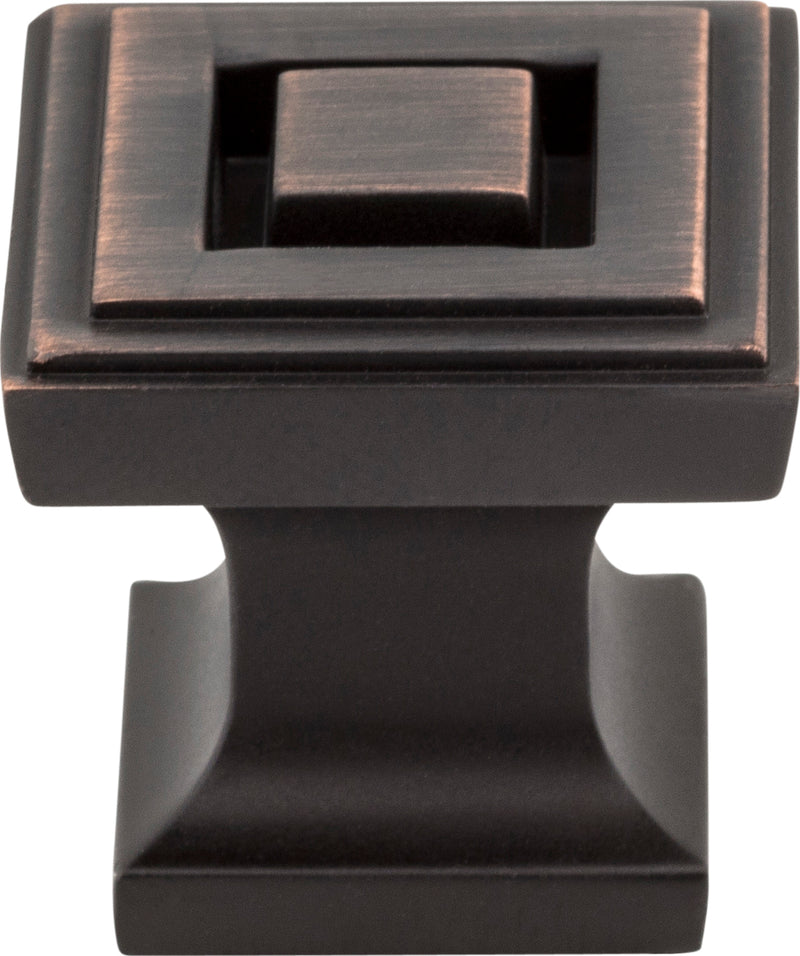 1" Overall Length Brushed Oil Rubbed Bronze Square Delmar Cabinet Knob