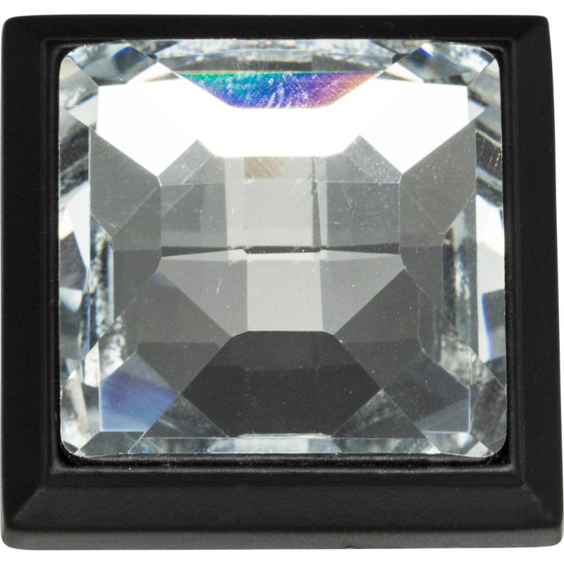 Legacy Crystal Square Knob 1 5/16 Inch Matte Black