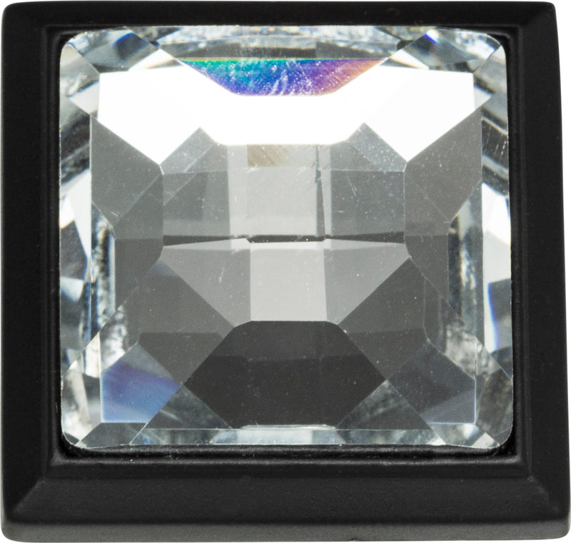 Legacy Crystal Square Knob 1 5/16 Inch Matte Black