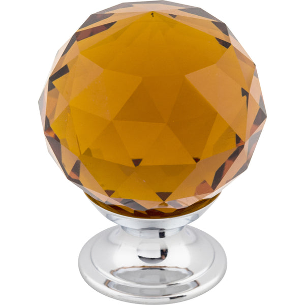 Wine Crystal Knob 1 3/8 Inch Polished Chrome Base