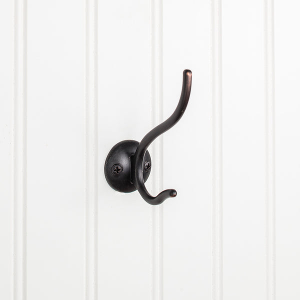 3-13/16" Brushed Oil Rubbed Bronze Slender Contemporary Double Prong Wall Mounted Hook