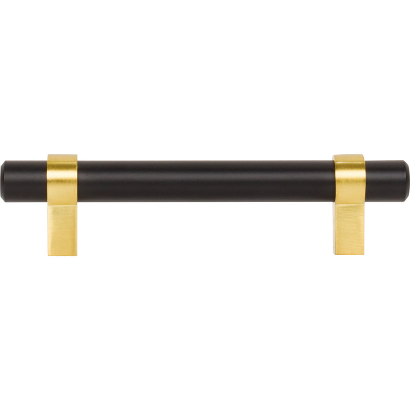 96 mm Center-to-Center Matte Black with Brushed Gold Key Grande Cabinet Bar Pull