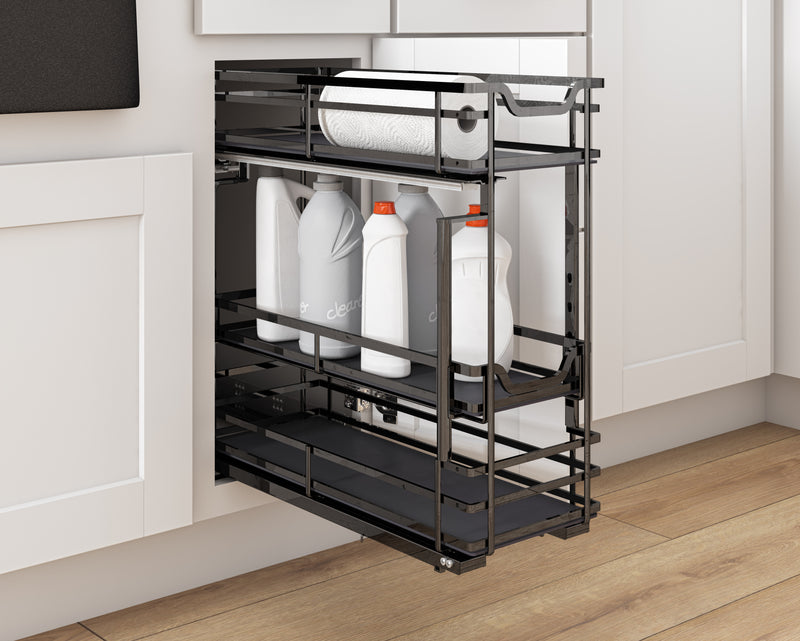 5" Black Nickel STORAGE WITH STYLE® Metal "No Wiggle" Under Drawer Soft-close Base Pullout