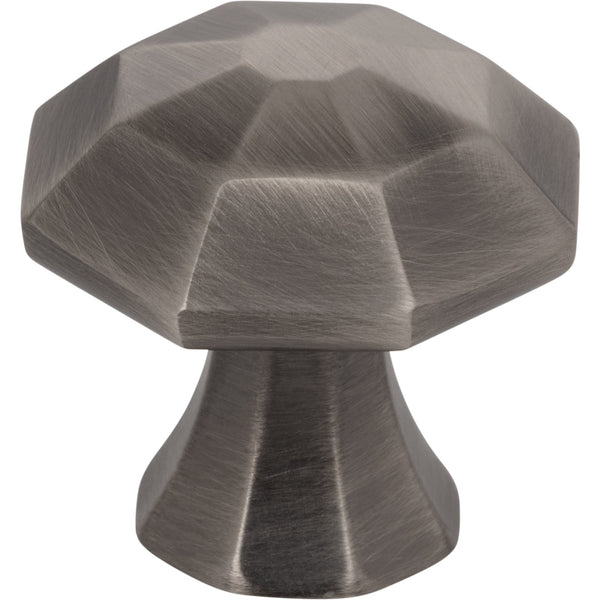 1-1/4" Overall Length Brushed Pewter Octagonal Wheeler Cabinet Knob