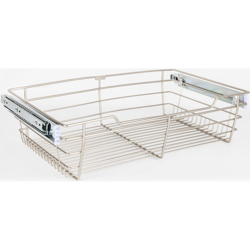 Satin Nickel Closet Pullout Basket with Slides 16"D x 29"W x 6"H