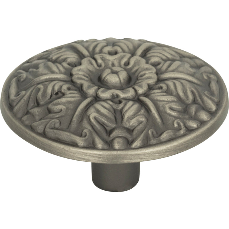 Hammered Medallion Knob 1 1/2 Inch Pewter