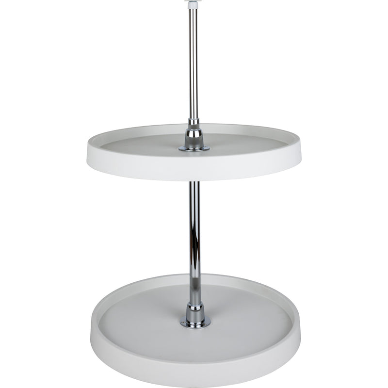 18" Round Two-Shelf Plastic Lazy Susan Set with Chrome Hubs