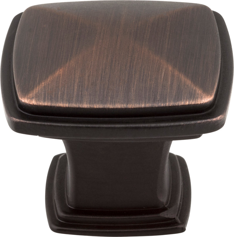 1-3/16" Overall Length Brushed Oil Rubbed Bronze Square Milan 1 Cabinet Knob