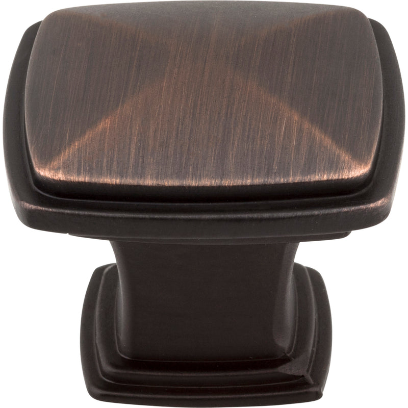 1-3/16" Overall Length Brushed Oil Rubbed Bronze Square Milan 1 Cabinet Knob