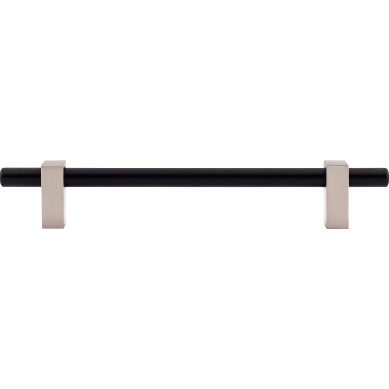 160 mm Center-to-Center Matte Black with Satin Nickel Larkin Cabinet Bar Pull