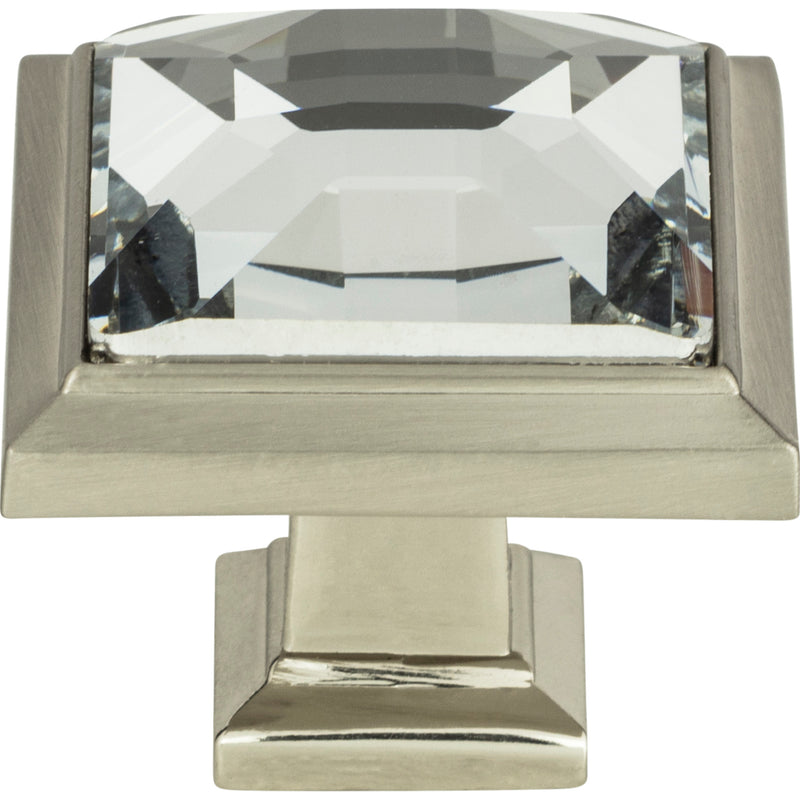 Legacy Crystal Square Knob 1 5/16 Inch Brushed Nickel