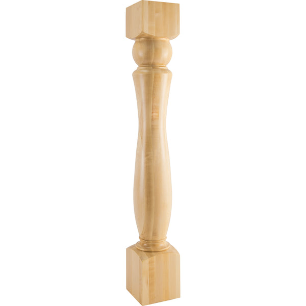 6" W x 6" D x 42" H Rubberwood Sphere Turned Post