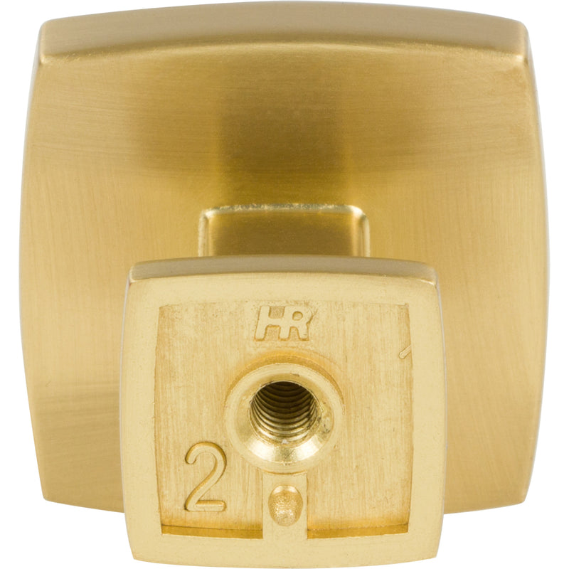 1-1/4" Overall Length Brushed Gold Square Renzo Cabinet Knob